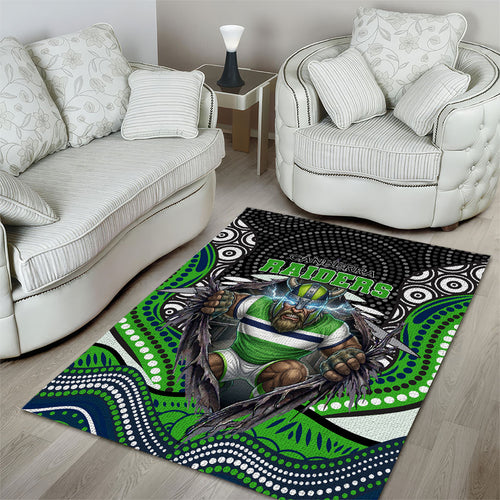 Canberra Raiders Area Rug The Scream of Lightning Eyes - Indigenous Dot Ripping Effect