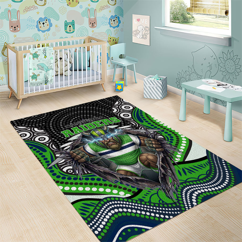 Canberra Raiders Area Rug The Scream of Lightning Eyes - Indigenous Dot Ripping Effect