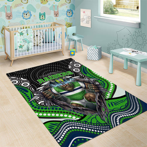 Canberra Raiders Area Rug The Scream of Lightning Eyes - Indigenous Dot Ripping Effect