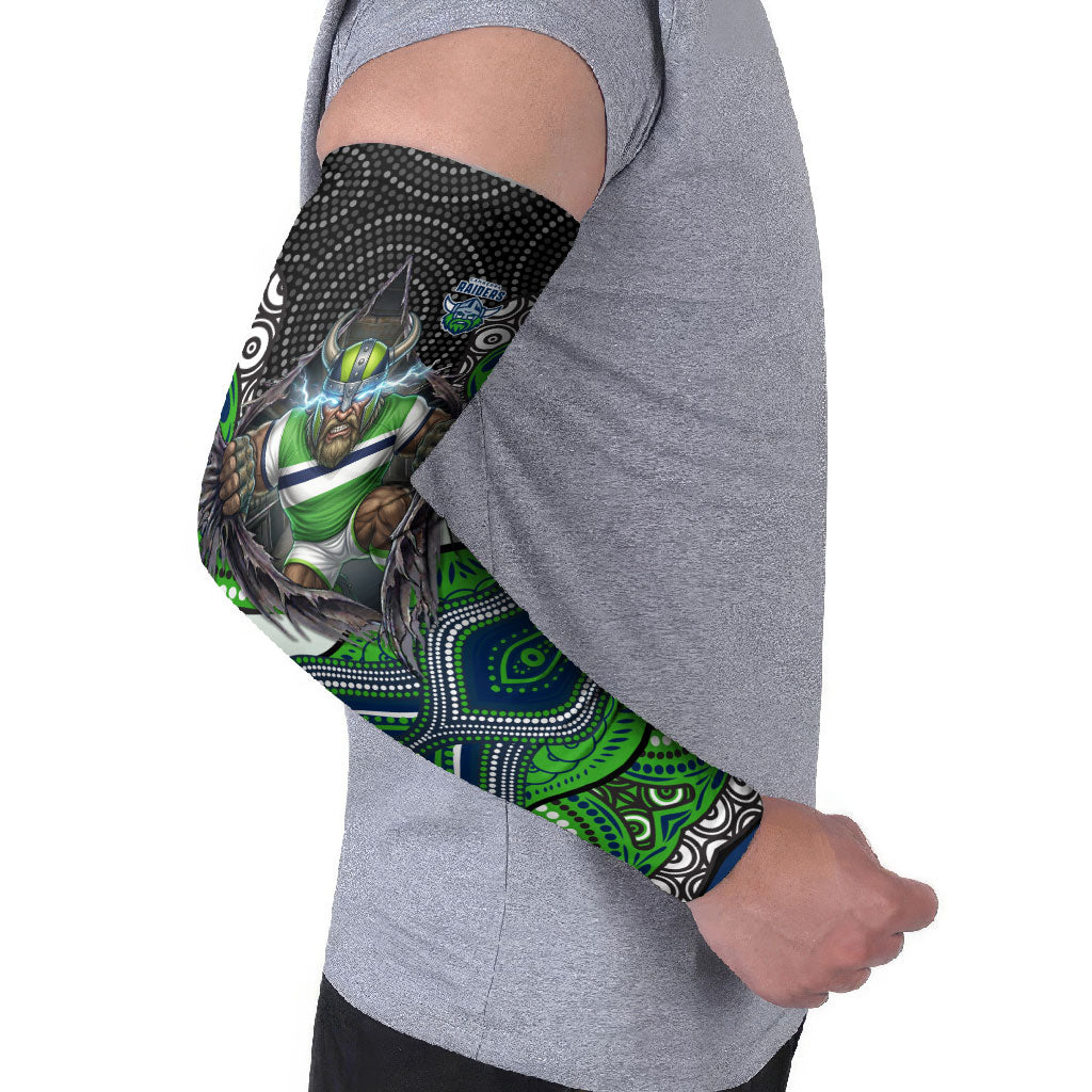 Canberra Raiders Arm Sleeves The Scream of Lightning Eyes - Indigenous Dot Ripping Effect