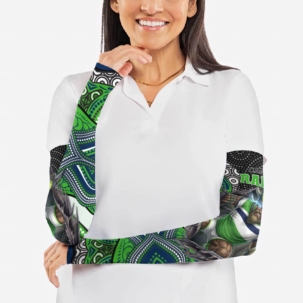 Canberra Raiders Arm Sleeves The Scream of Lightning Eyes - Indigenous Dot Ripping Effect