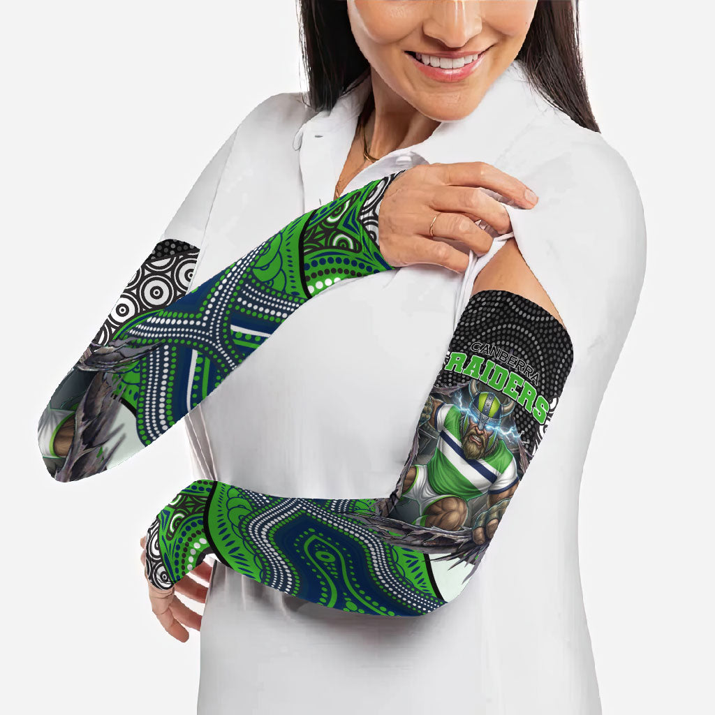 Canberra Raiders Arm Sleeves The Scream of Lightning Eyes - Indigenous Dot Ripping Effect