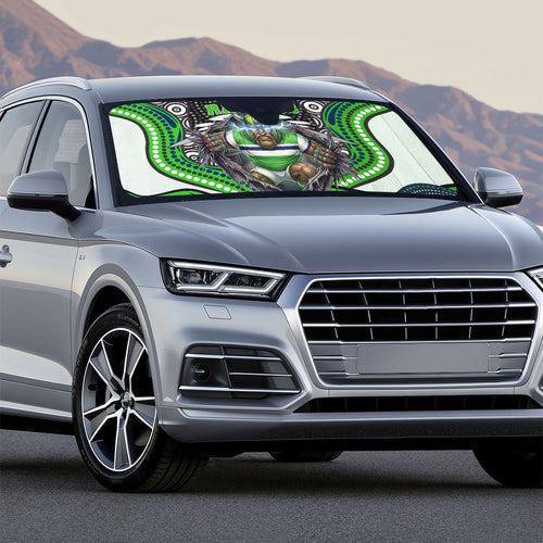 Canberra Raiders Auto Sun Shade The Scream of Lightning Eyes - Indigenous Dot Ripping Effect