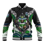 Canberra Raiders Baseball Jacket The Scream of Lightning Eyes - Indigenous Dot Ripping Effect