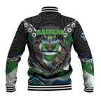 Canberra Raiders Baseball Jacket The Scream of Lightning Eyes - Indigenous Dot Ripping Effect