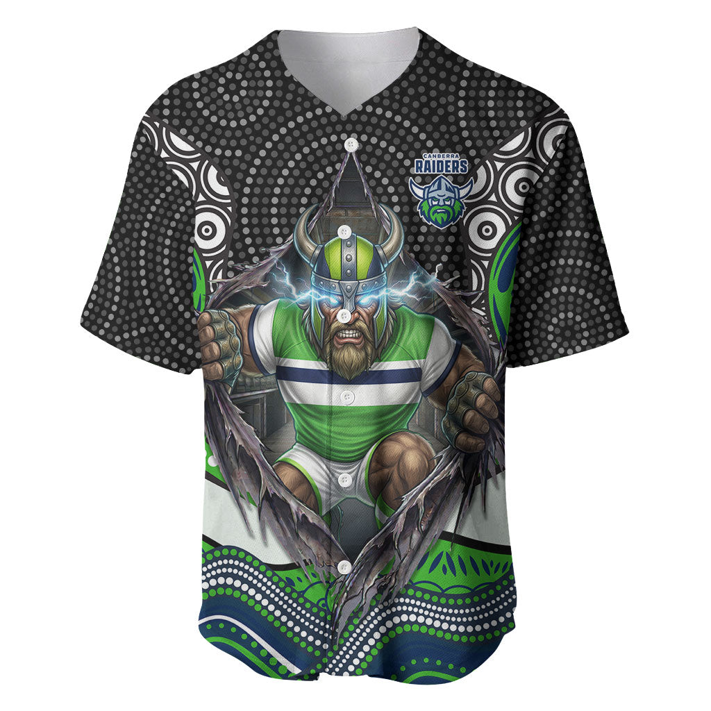 Canberra Raiders Baseball Jersey The Scream of Lightning Eyes - Indigenous Dot Ripping Effect