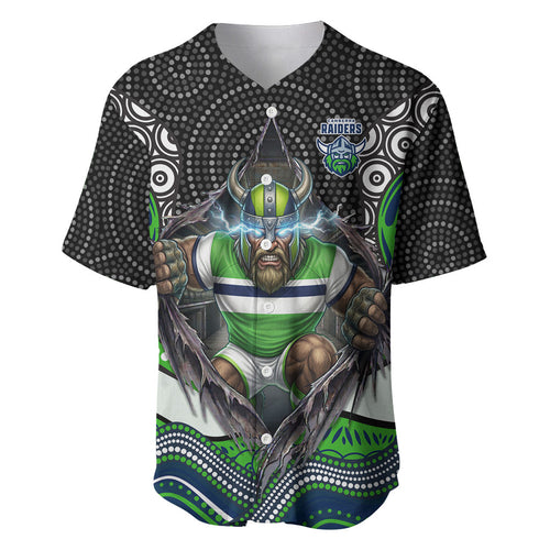 Canberra Raiders Baseball Jersey The Scream of Lightning Eyes - Indigenous Dot Ripping Effect