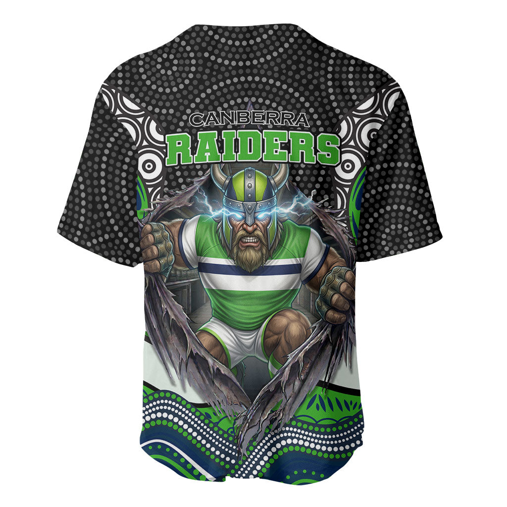 Canberra Raiders Baseball Jersey The Scream of Lightning Eyes - Indigenous Dot Ripping Effect