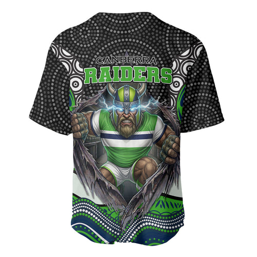 Canberra Raiders Baseball Jersey The Scream of Lightning Eyes - Indigenous Dot Ripping Effect