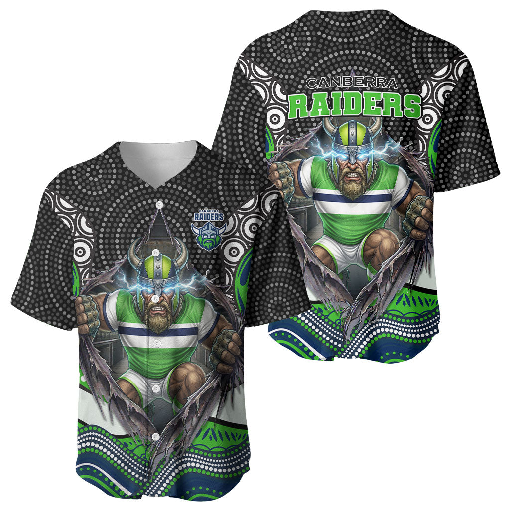 Canberra Raiders Baseball Jersey The Scream of Lightning Eyes - Indigenous Dot Ripping Effect