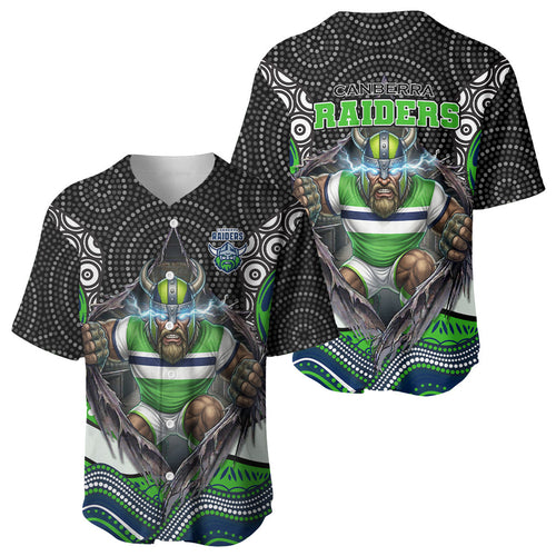 Canberra Raiders Baseball Jersey The Scream of Lightning Eyes - Indigenous Dot Ripping Effect