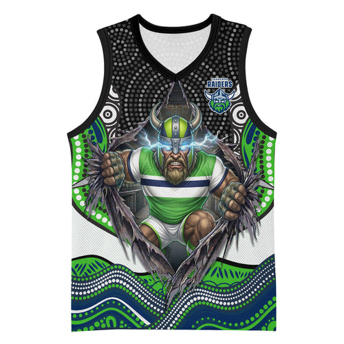 Canberra Raiders Basketball Jersey The Scream of Lightning Eyes - Indigenous Dot Ripping Effect