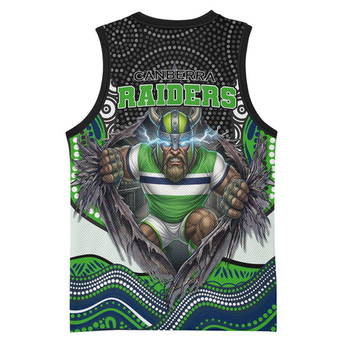 Canberra Raiders Basketball Jersey The Scream of Lightning Eyes - Indigenous Dot Ripping Effect