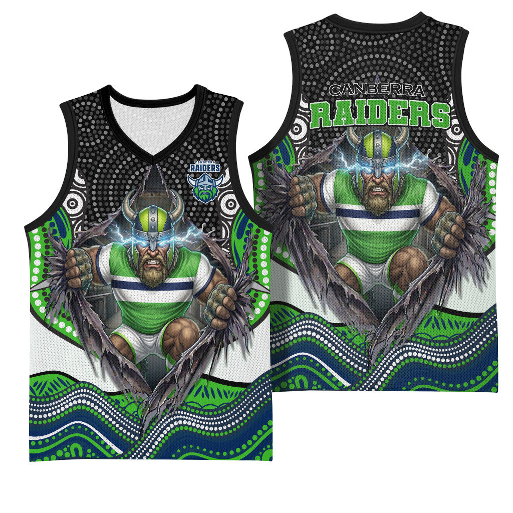 Canberra Raiders Basketball Jersey The Scream of Lightning Eyes - Indigenous Dot Ripping Effect