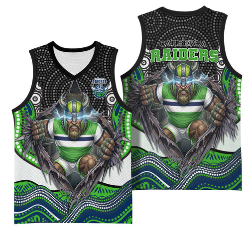 Canberra Raiders Basketball Jersey The Scream of Lightning Eyes - Indigenous Dot Ripping Effect