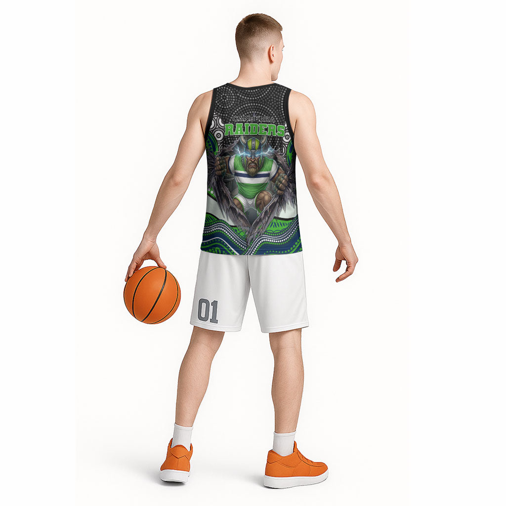 Canberra Raiders Basketball Jersey The Scream of Lightning Eyes - Indigenous Dot Ripping Effect