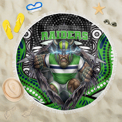 Canberra Raiders Beach Blanket The Scream of Lightning Eyes - Indigenous Dot Ripping Effect