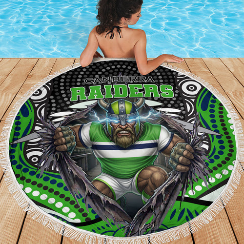 Canberra Raiders Beach Blanket The Scream of Lightning Eyes - Indigenous Dot Ripping Effect