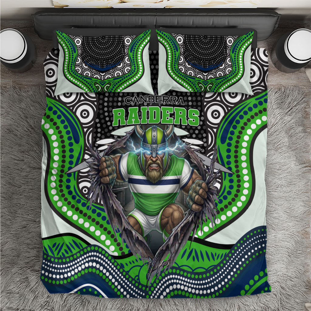 Canberra Raiders Bedding Set The Scream of Lightning Eyes - Indigenous Dot Ripping Effect