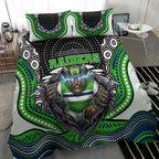 Canberra Raiders Bedding Set The Scream of Lightning Eyes - Indigenous Dot Ripping Effect