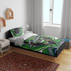 Canberra Raiders Bedding Set The Scream of Lightning Eyes - Indigenous Dot Ripping Effect