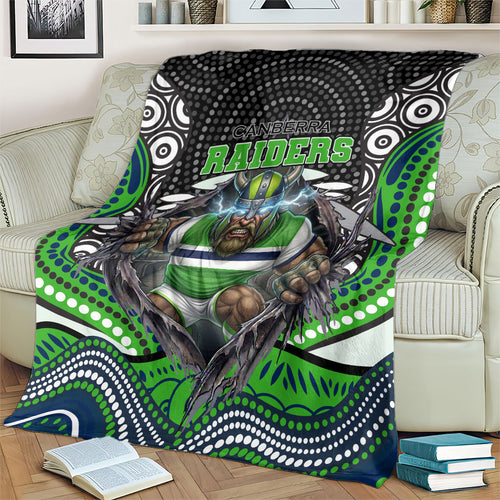 Canberra Raiders Blanket The Scream of Lightning Eyes - Indigenous Dot Ripping Effect