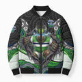 Canberra Raiders Bomber Puffer Jacket The Scream of Lightning Eyes - Indigenous Dot Ripping Effect