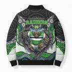 Canberra Raiders Bomber Puffer Jacket The Scream of Lightning Eyes - Indigenous Dot Ripping Effect