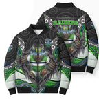 Canberra Raiders Bomber Puffer Jacket The Scream of Lightning Eyes - Indigenous Dot Ripping Effect