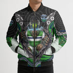 Canberra Raiders Bomber Puffer Jacket The Scream of Lightning Eyes - Indigenous Dot Ripping Effect