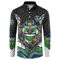 Canberra Raiders Button Sweatshirt The Scream of Lightning Eyes - Indigenous Dot Ripping Effect