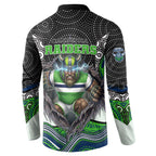 Canberra Raiders Button Sweatshirt The Scream of Lightning Eyes - Indigenous Dot Ripping Effect