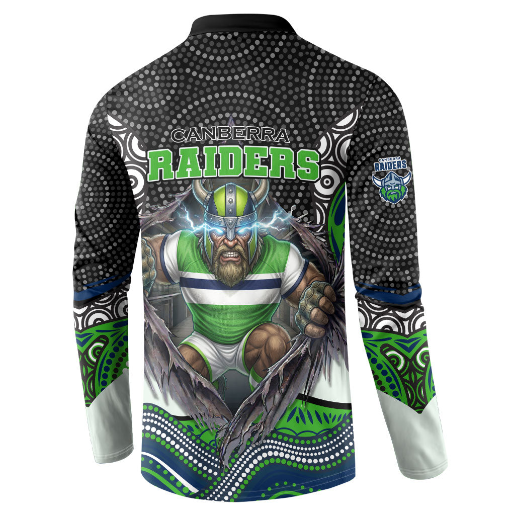 Canberra Raiders Button Sweatshirt The Scream of Lightning Eyes - Indigenous Dot Ripping Effect