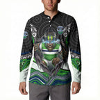 Canberra Raiders Button Sweatshirt The Scream of Lightning Eyes - Indigenous Dot Ripping Effect