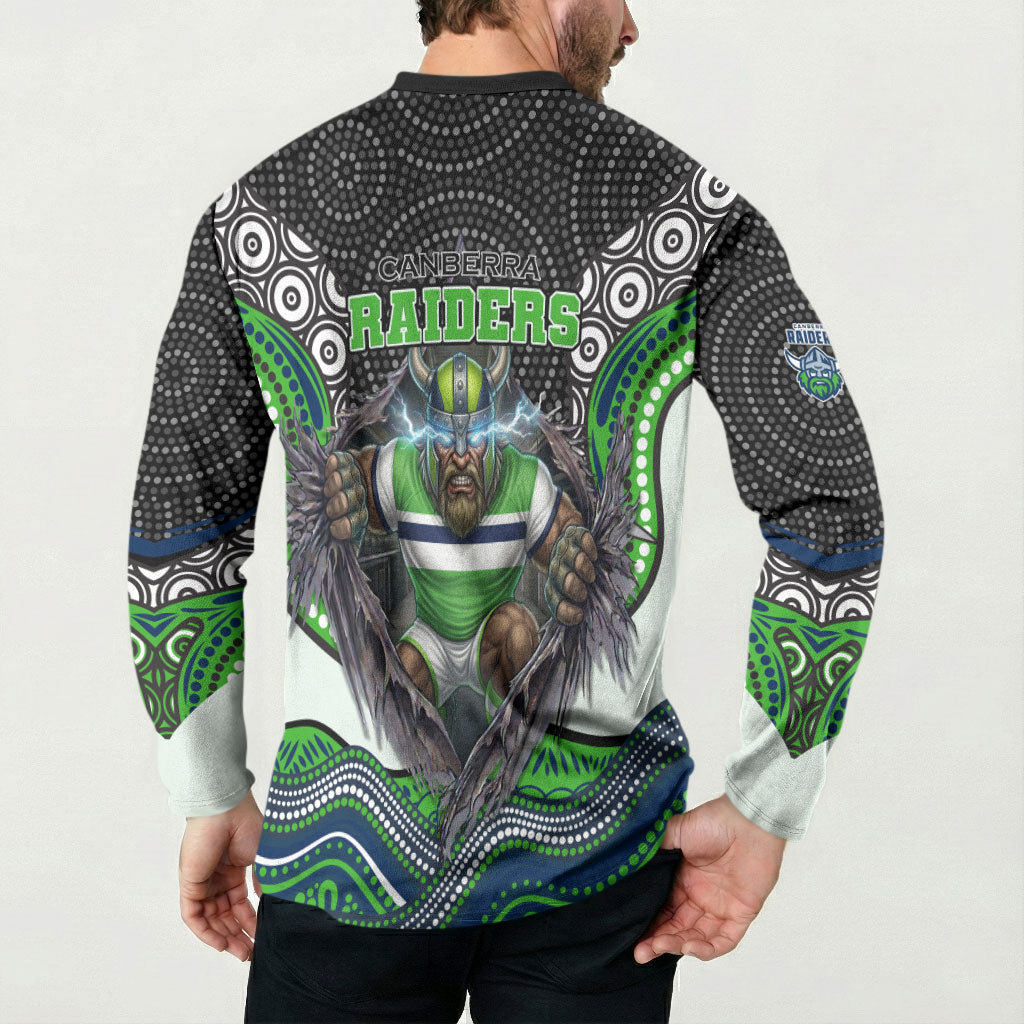 Canberra Raiders Button Sweatshirt The Scream of Lightning Eyes - Indigenous Dot Ripping Effect