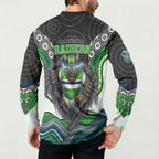 Canberra Raiders Button Sweatshirt The Scream of Lightning Eyes - Indigenous Dot Ripping Effect