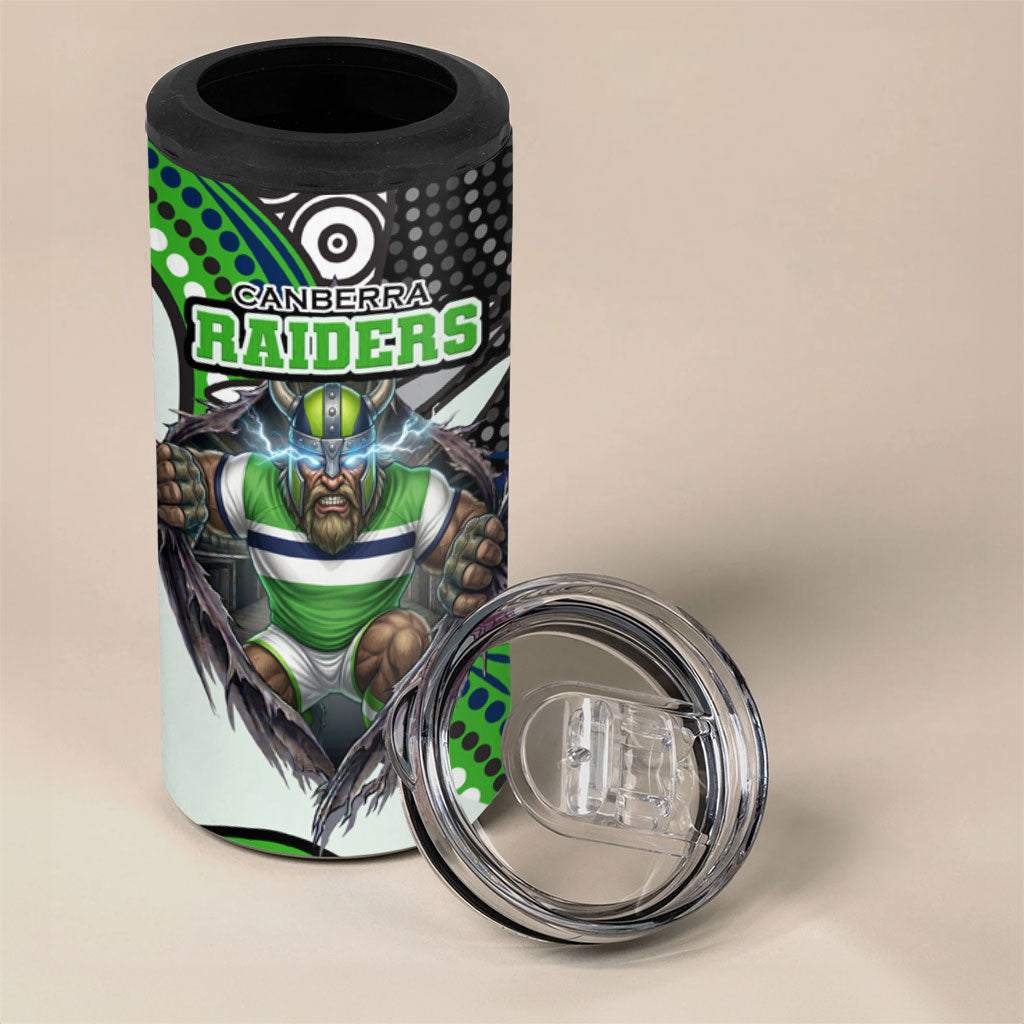 Canberra Raiders 4 in 1 Can Cooler Tumbler The Scream of Lightning Eyes - Indigenous Dot Ripping Effect
