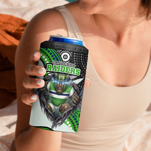 Canberra Raiders 4 in 1 Can Cooler Tumbler The Scream of Lightning Eyes - Indigenous Dot Ripping Effect