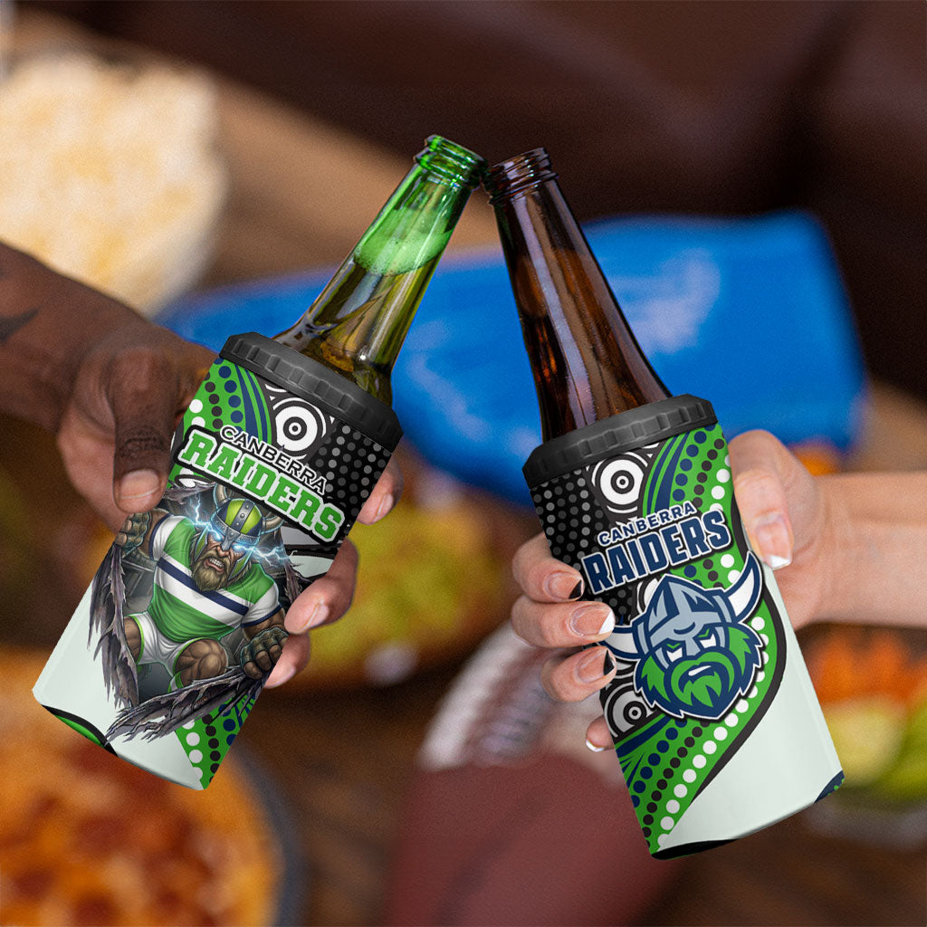 Canberra Raiders 4 in 1 Can Cooler Tumbler The Scream of Lightning Eyes - Indigenous Dot Ripping Effect