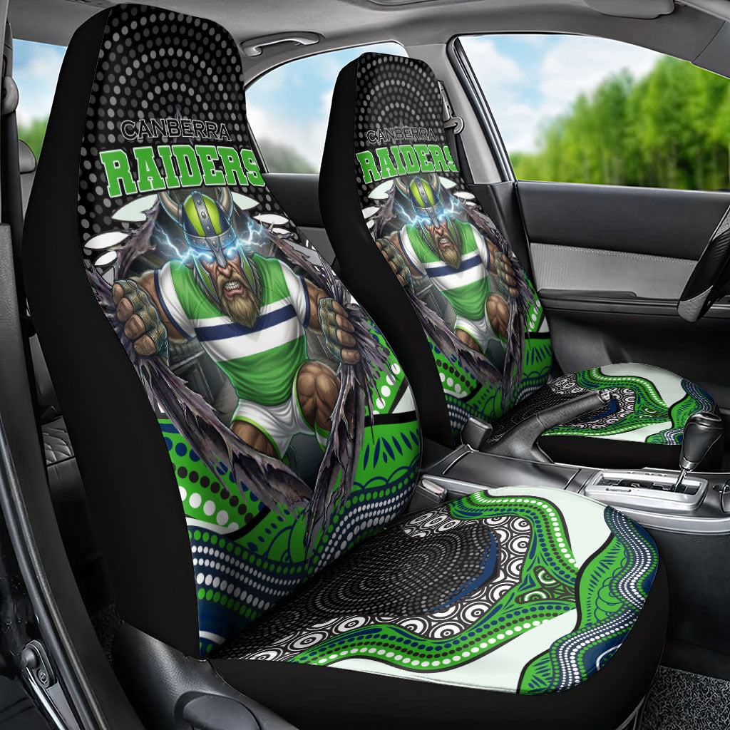 Canberra Raiders Car Seat Cover The Scream of Lightning Eyes - Indigenous Dot Ripping Effect