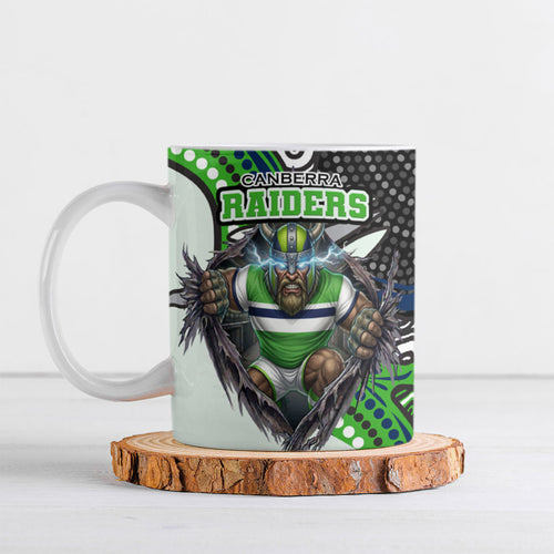 Canberra Raiders Ceramic Mug The Scream of Lightning Eyes - Indigenous Dot Ripping Effect