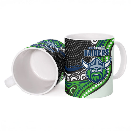 Canberra Raiders Ceramic Mug The Scream of Lightning Eyes - Indigenous Dot Ripping Effect