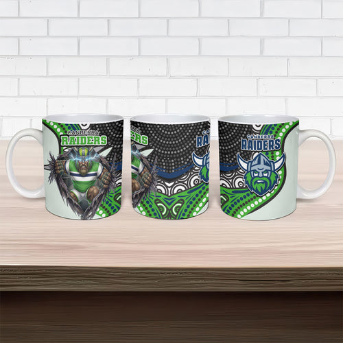 Canberra Raiders Ceramic Mug The Scream of Lightning Eyes - Indigenous Dot Ripping Effect