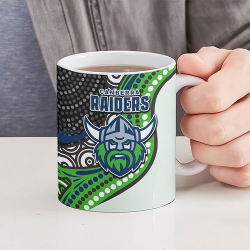 Canberra Raiders Ceramic Mug The Scream of Lightning Eyes - Indigenous Dot Ripping Effect