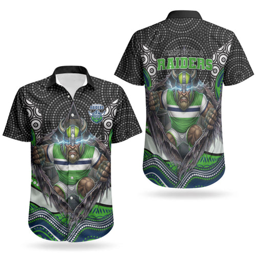 Canberra Raiders Couples Matching Puletasi and Hawaiian Shirt The Scream of Lightning Eyes - Indigenous Dot Ripping Effect