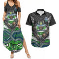 Canberra Raiders Couples Matching Summer Maxi Dress and Hawaiian Shirt The Scream of Lightning Eyes - Indigenous Dot Ripping Effect