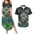 Canberra Raiders Couples Matching Summer Maxi Dress and Hawaiian Shirt The Scream of Lightning Eyes - Indigenous Dot Ripping Effect