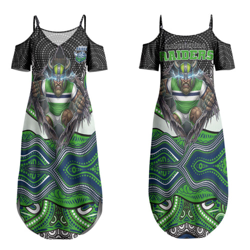 Canberra Raiders Couples Matching Summer Maxi Dress and Hawaiian Shirt The Scream of Lightning Eyes - Indigenous Dot Ripping Effect