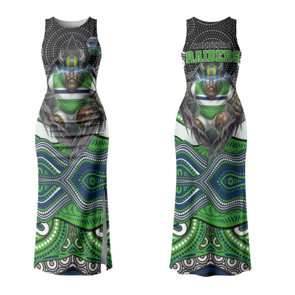 Canberra Raiders Couples Matching Tank Maxi Dress and Hawaiian Shirt The Scream of Lightning Eyes - Indigenous Dot Ripping Effect