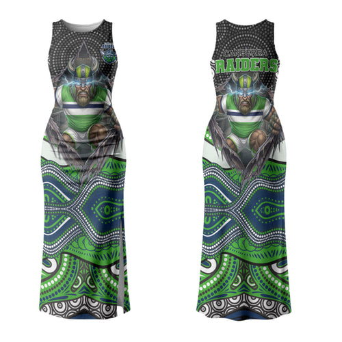 Canberra Raiders Couples Matching Tank Maxi Dress and Hawaiian Shirt The Scream of Lightning Eyes - Indigenous Dot Ripping Effect